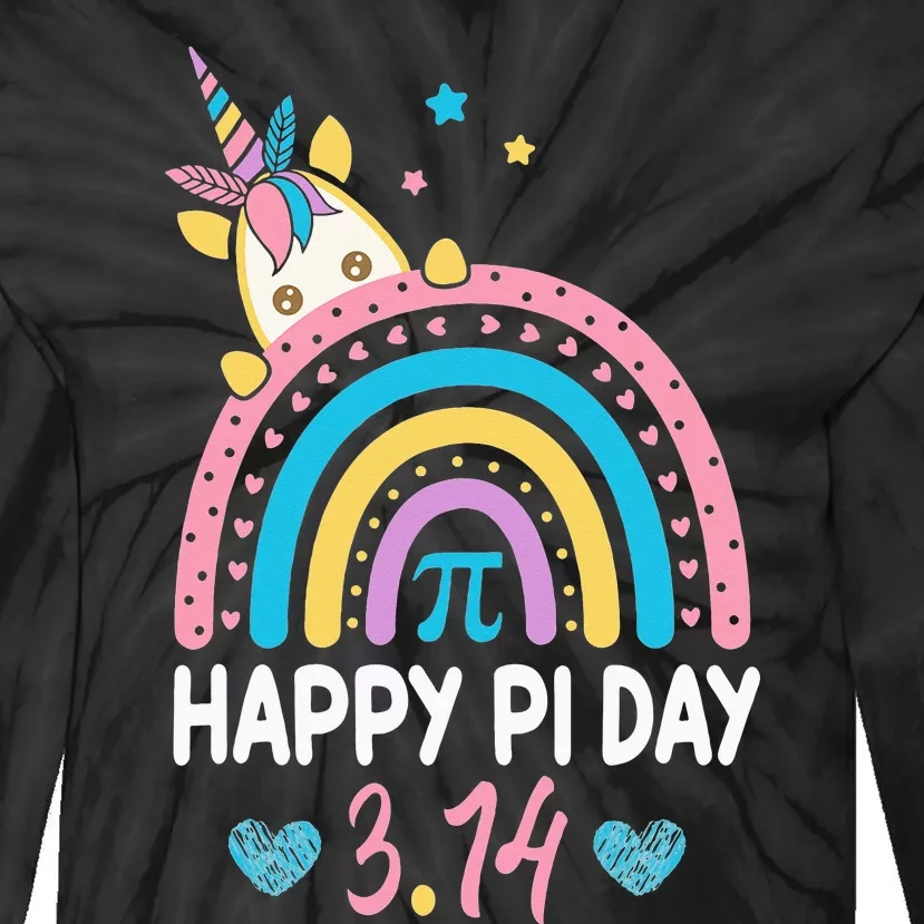 Happy Pi Day Math Teacher School  Rainbow Unicorn Tie-Dye Long Sleeve Shirt