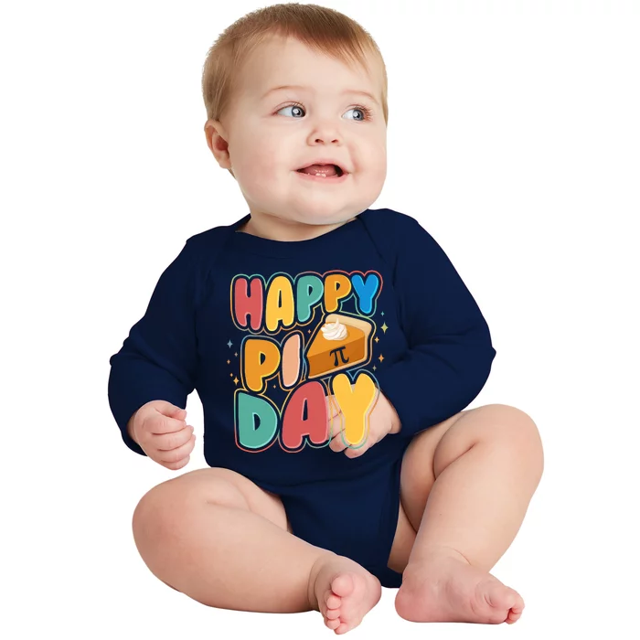 Happy Pi Day 3 14 Pie Slice March 14 Baby Long Sleeve Bodysuit