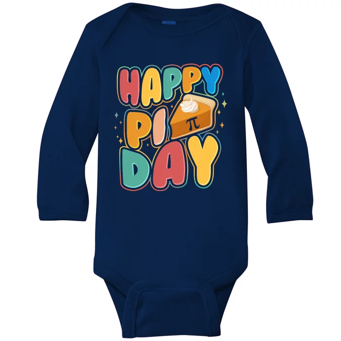 Happy Pi Day 3 14 Pie Slice March 14 Baby Long Sleeve Bodysuit