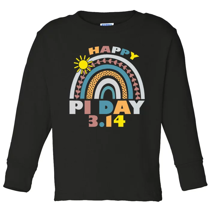 Happy Pi Day Mathematics Math Teacher Cute Rainbow Pi 3.14 Toddler Long Sleeve Shirt