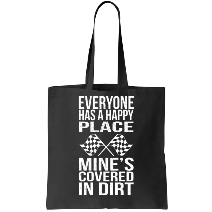 Happy Place Dirt Track Race Sprint Car Racing Driver Gift Tote Bag