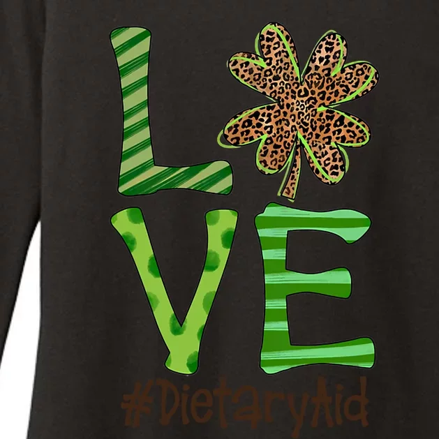 Happy Patrick's Day Love Dietary Aid Nurse Irish And Leopard Great Gift Womens CVC Long Sleeve Shirt