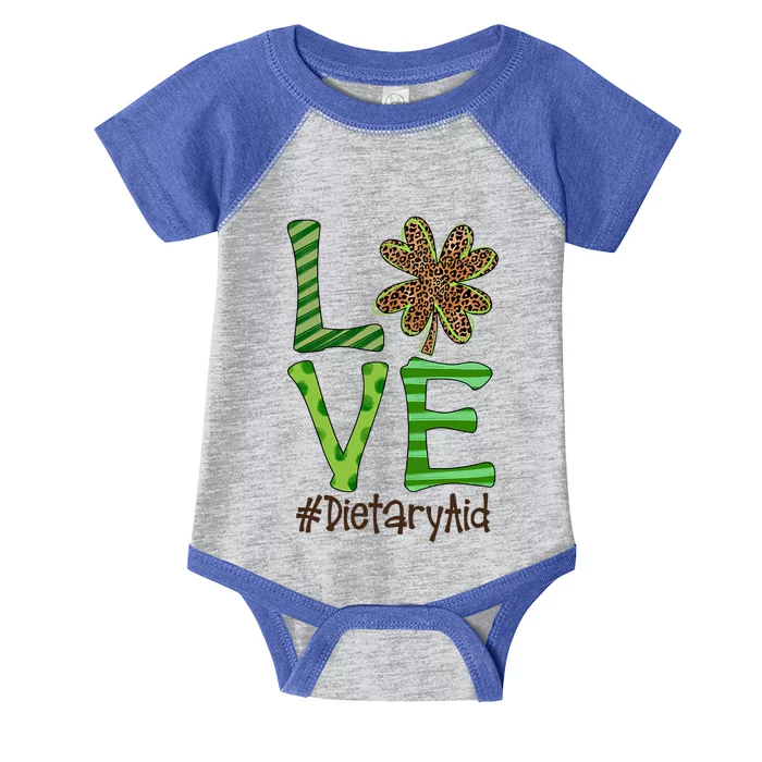 Happy Patrick's Day Love Dietary Aid Nurse Irish And Leopard Great Gift Infant Baby Jersey Bodysuit