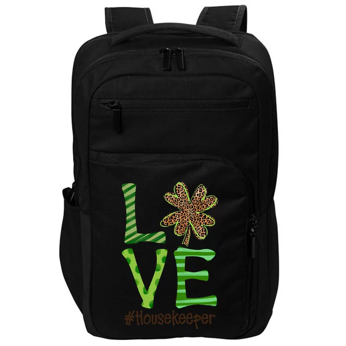 Happy Patrick's Day Love Housekeeper Nurse Irish And Leopard Gift Impact Tech Backpack