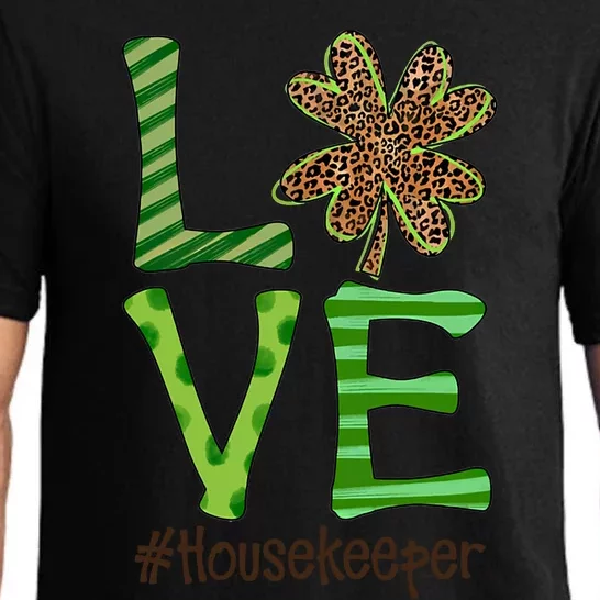 Happy Patrick's Day Love Housekeeper Nurse Irish And Leopard Gift Pajama Set