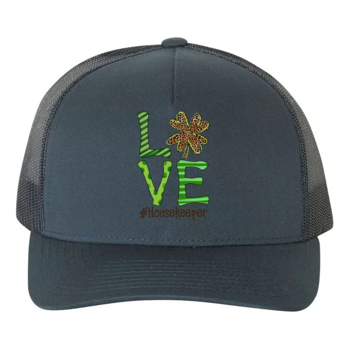 Happy Patrick's Day Love Housekeeper Nurse Irish And Leopard Gift Yupoong Adult 5-Panel Trucker Hat