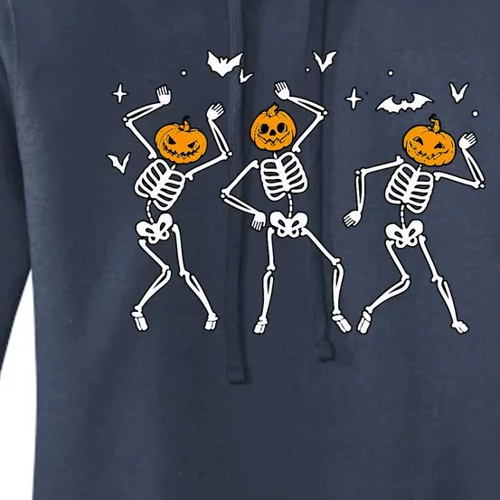 Halloween Pumpkin Dancing Skeleton Funny Halloween Women's Pullover Hoodie