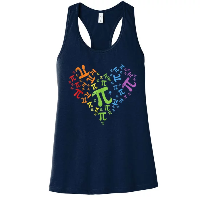 Heart Pi Day Funny Graphic Math Teacher for Wo k.i.d.s m.e.n Women's Racerback Tank