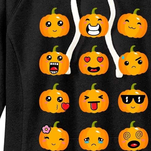 Halloween Pumpkins Emotions Cute Halloween Women's Fleece Hoodie