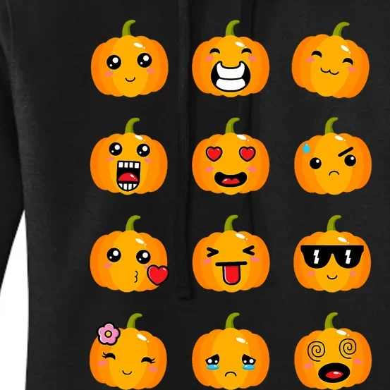 Halloween Pumpkins Emotions Cute Halloween Women's Pullover Hoodie