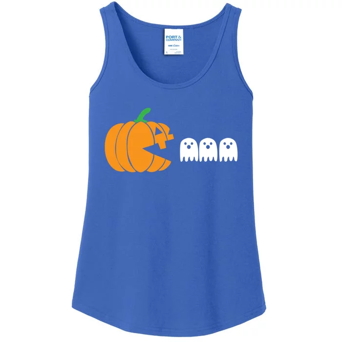 Halloween Pumpkin Eating Ghosts Retro Gaming Scary Gamer Fun Gift Ladies Essential Tank