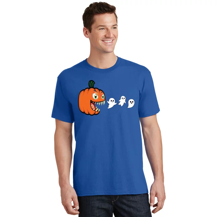 Halloween Pumpkin Eating Ghost Gamer Gift T-Shirt