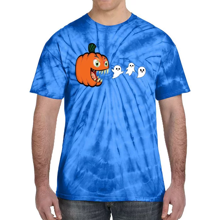 Halloween Pumpkin Eating Ghost Gamer Gift Tie-Dye T-Shirt