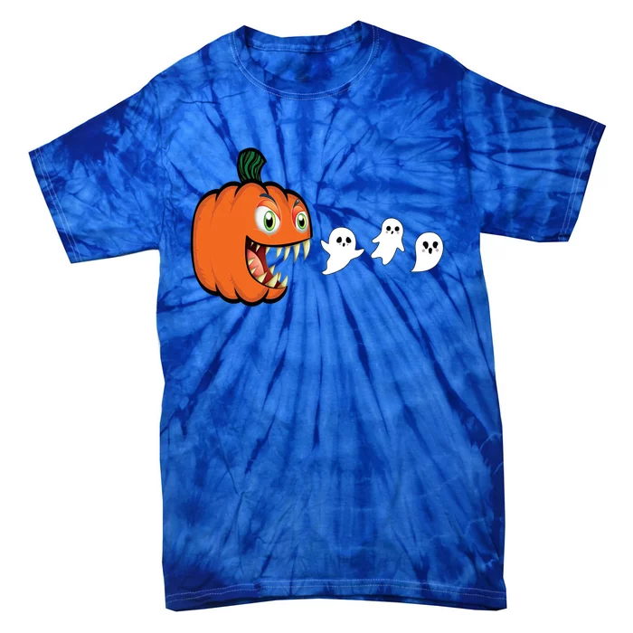 Halloween Pumpkin Eating Ghost Gamer Gift Tie-Dye T-Shirt