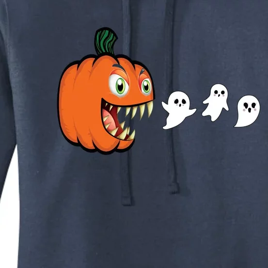 Halloween Pumpkin Eating Ghost Gamer Gift Women's Pullover Hoodie