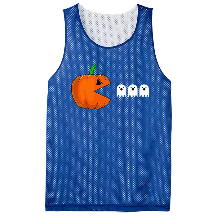 Halloween Pumpkin Eating Ghost Mesh Reversible Basketball Jersey Tank