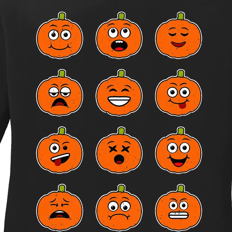 Halloween Pumpkins Emotions Guys Halloween Ladies Long Sleeve Shirt