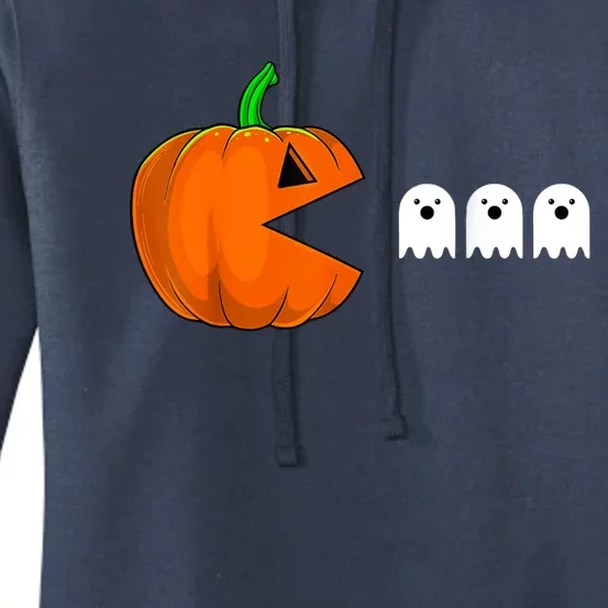 Halloween Pumpkin Eating Ghost Gamer For Women's Pullover Hoodie