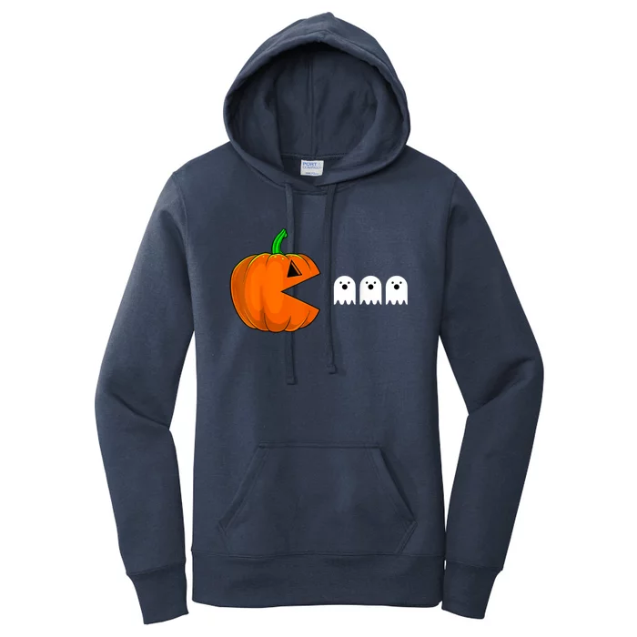 Halloween Pumpkin Eating Ghost Gamer For Women's Pullover Hoodie