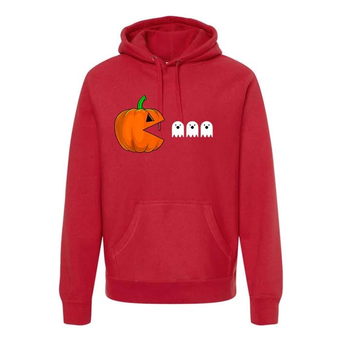 Halloween Pumpkin Eating Ghost Gamer For Premium Hoodie