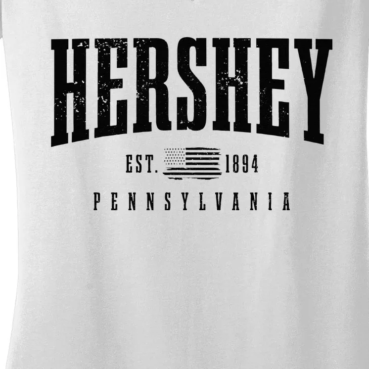 Hershey Pennsylvania Est. 1894 American Flag Patriotic Women's V-Neck T-Shirt