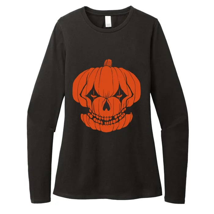 Halloween Pumpkin Face Womens CVC Long Sleeve Shirt