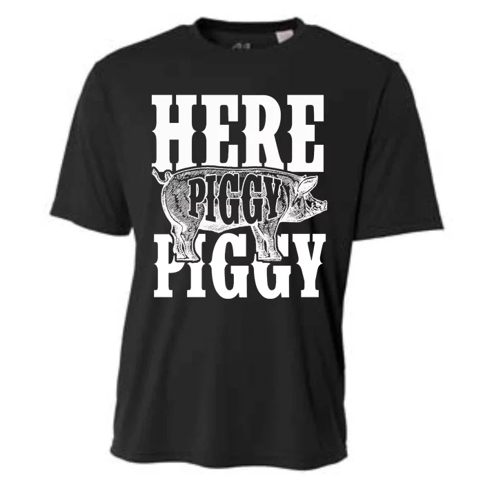 Here Piggy Funny Gift For Piggy Boar Hunting Wild Hog Hunters Cooling Performance Crew T-Shirt