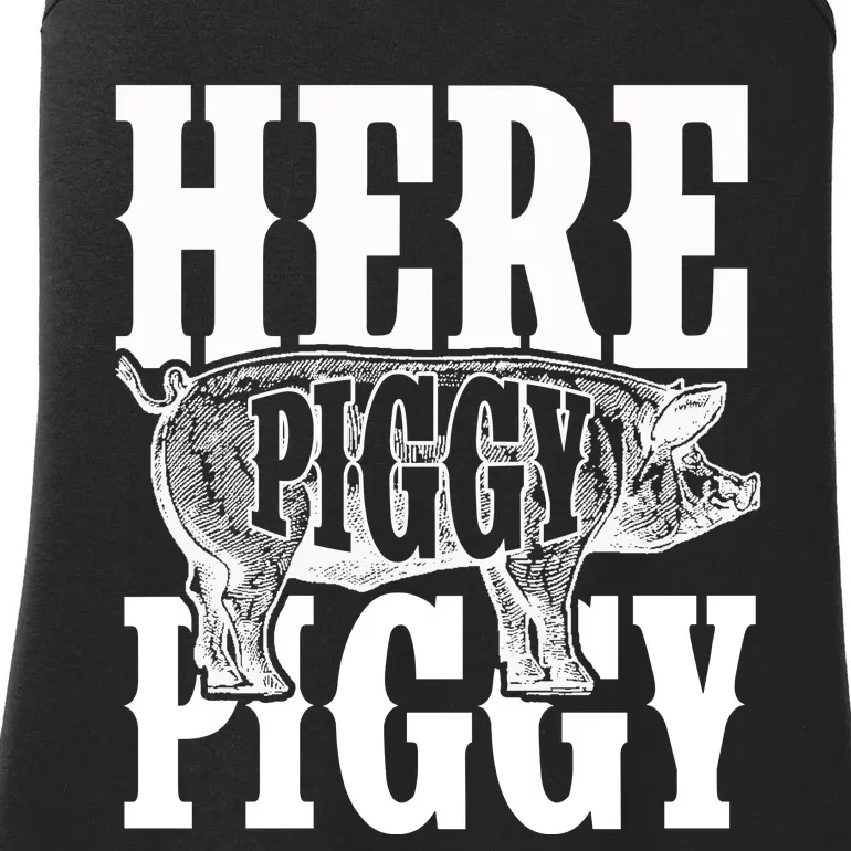 Here Piggy Funny Gift For Piggy Boar Hunting Wild Hog Hunters Ladies Essential Tank