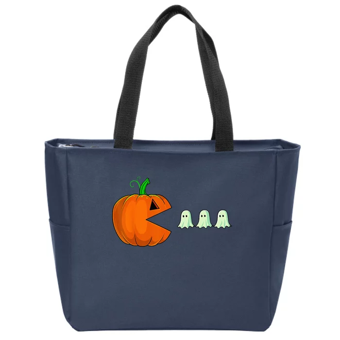 Halloween Pumpkin Funny Ghosts Zip Tote Bag