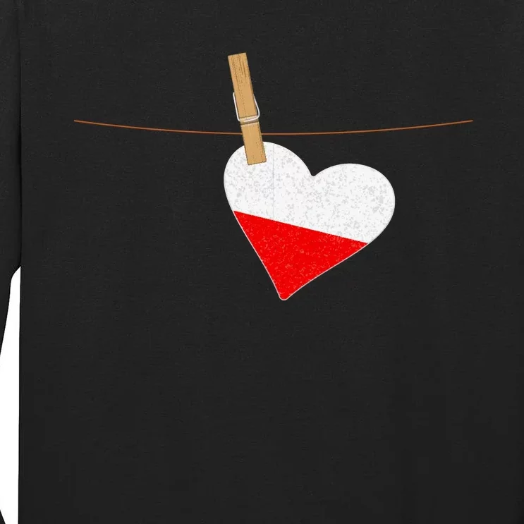 Heart Poland Flag Tall Long Sleeve T-Shirt