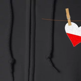 Heart Poland Flag Full Zip Hoodie