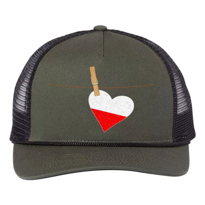 Heart Poland Flag Retro Rope Trucker Hat Cap