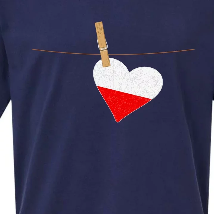 Heart Poland Flag Sueded Cloud Jersey T-Shirt