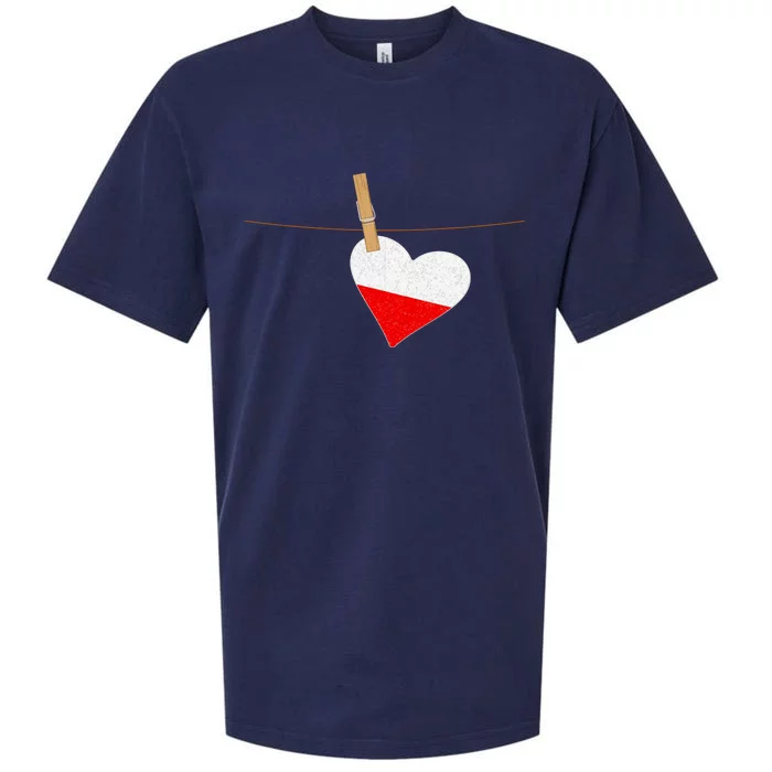 Heart Poland Flag Sueded Cloud Jersey T-Shirt