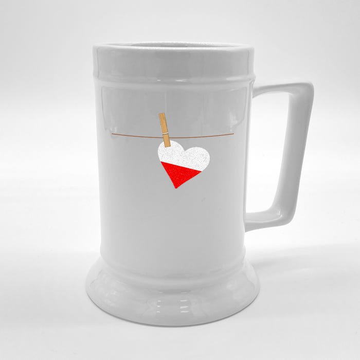 Heart Poland Flag Front & Back Beer Stein