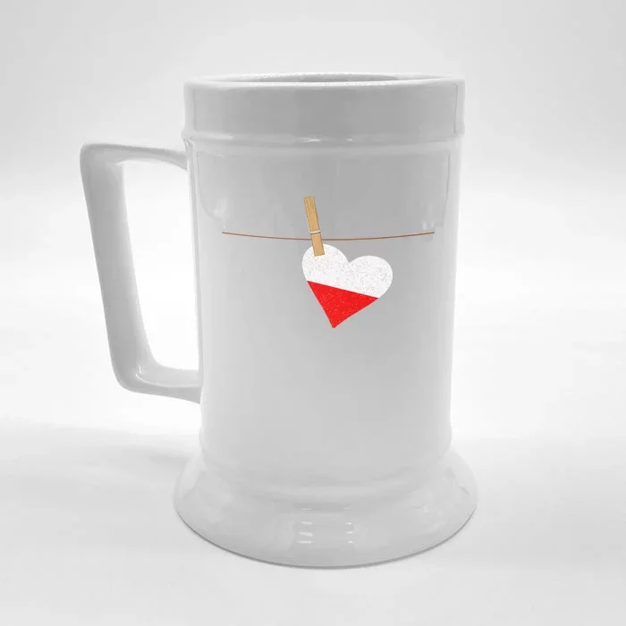 Heart Poland Flag Front & Back Beer Stein