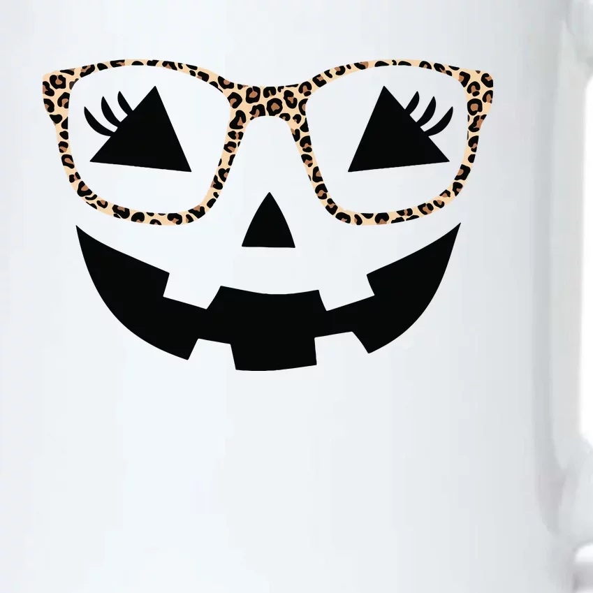 Halloween Pumpkin Face Eyelashes Leopard Glasses Halloween Black Color Changing Mug