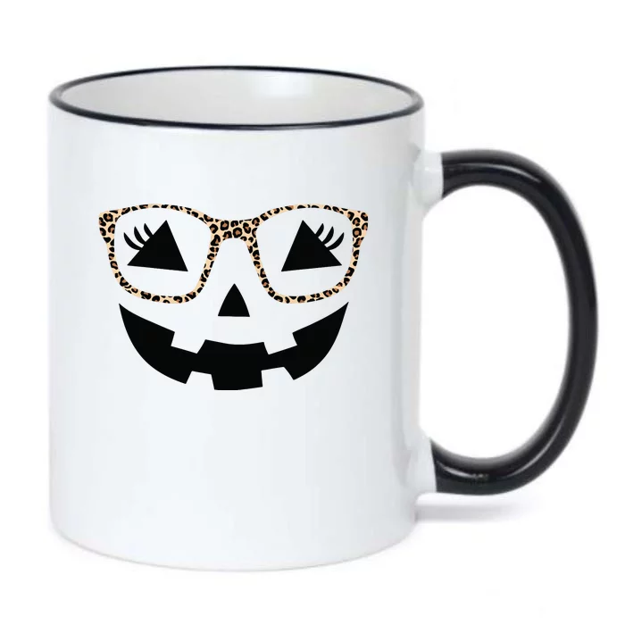 Halloween Pumpkin Face Eyelashes Leopard Glasses Halloween Black Color Changing Mug