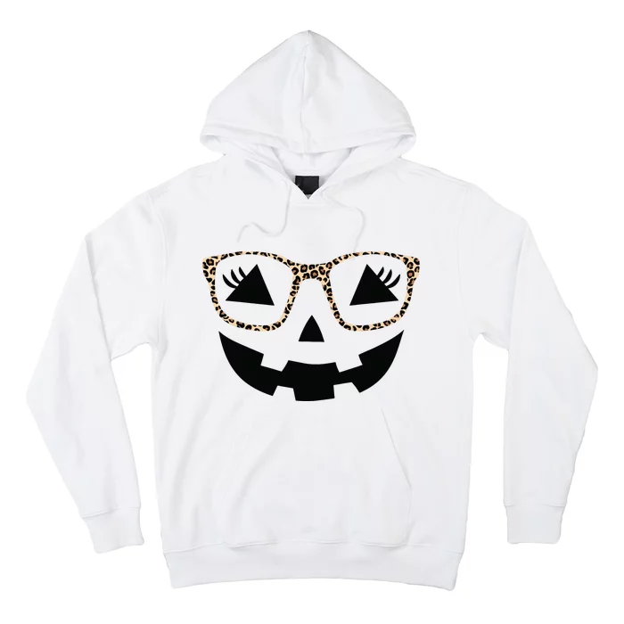 Halloween Pumpkin Face Eyelashes Leopard Glasses Halloween Hoodie