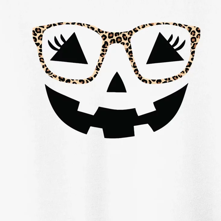 Halloween Pumpkin Face Eyelashes Leopard Glasses Halloween Toddler T-Shirt