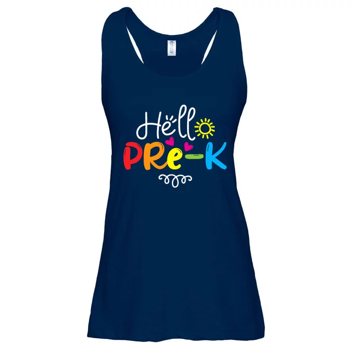 Hello Pre-K Fun Back to School Teacher Student Gift Ladies Essential Flowy Tank