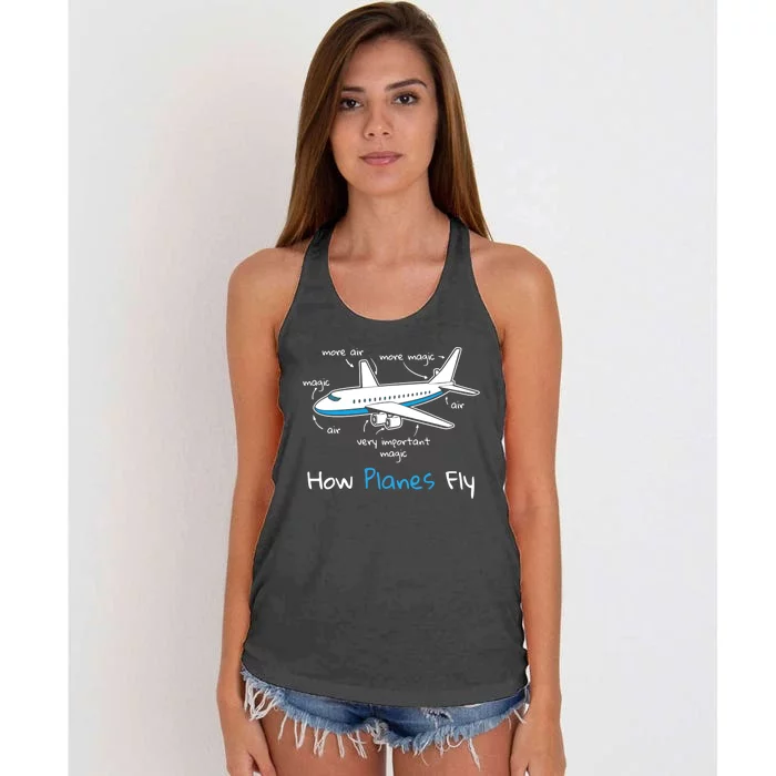 How Planes Fly Aerospace Engineering Design Aviation Gift Women's Knotted Racerback Tank