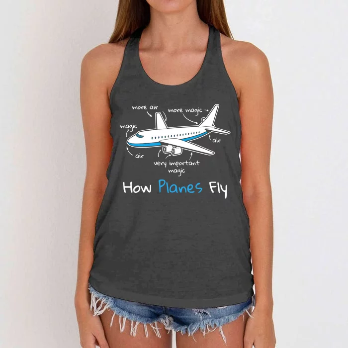 How Planes Fly Aerospace Engineering Design Aviation Gift Women's Knotted Racerback Tank