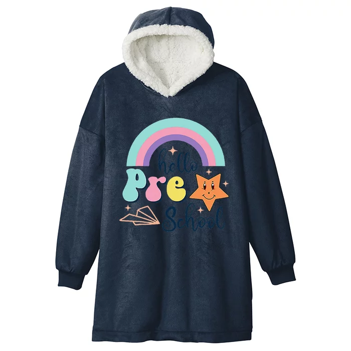 Hello Preschool Funny Back To School First Day Hooded Wearable Blanket