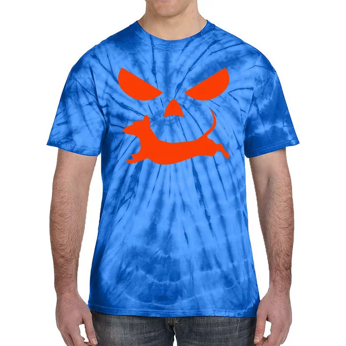 Halloween Pumpkin Face Dachshund Tie-Dye T-Shirt