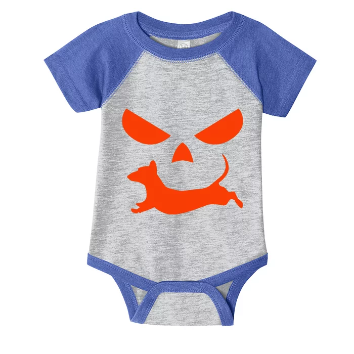 Halloween Pumpkin Face Dachshund Infant Baby Jersey Bodysuit