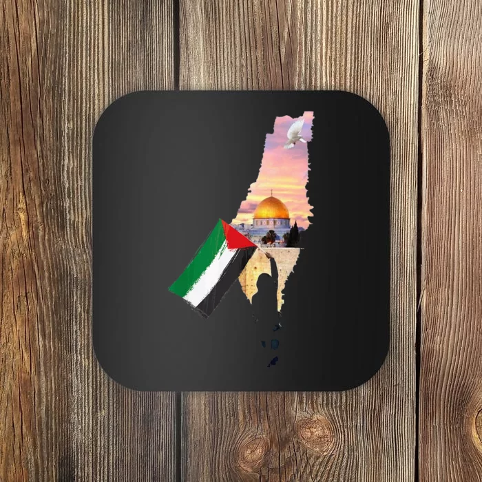 Hold Palestine Flag Palestinians Map Jerusalem City Coaster