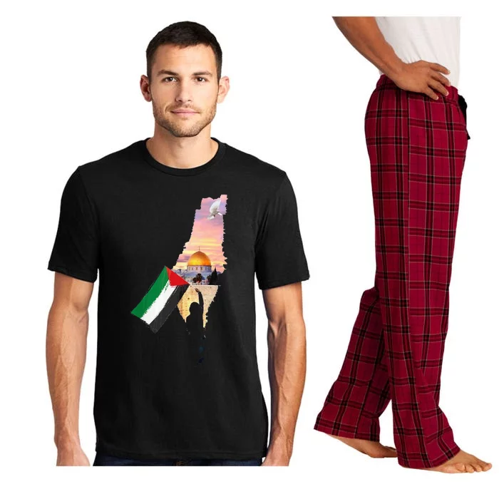 Hold Palestine Flag Palestinians Map Jerusalem City Pajama Set