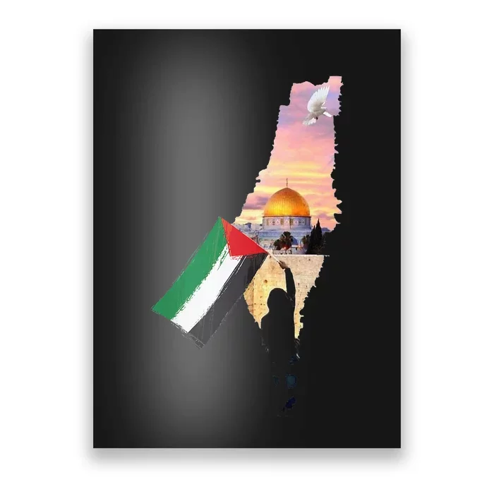 Hold Palestine Flag Palestinians Map Jerusalem City Poster