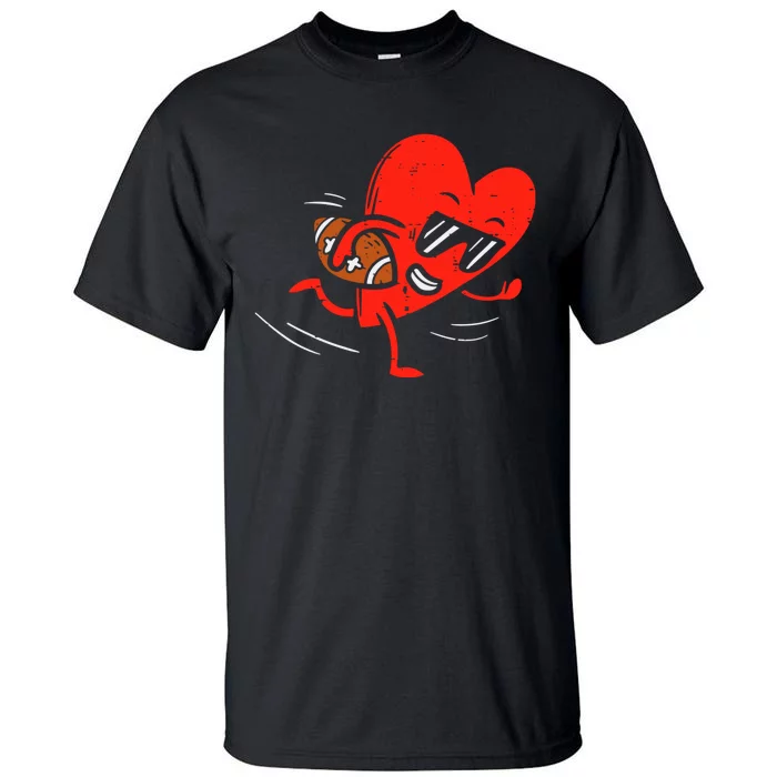 Heart Playing Football Valentines Distressed Tall T-Shirt